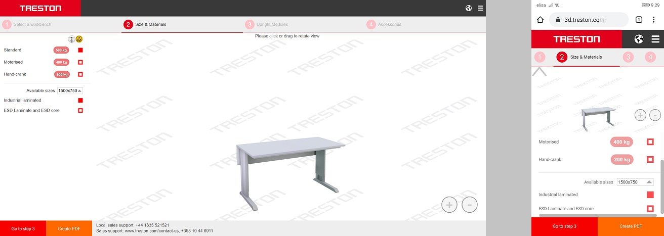 3d configurator Treston online design tool voor werkplekken
