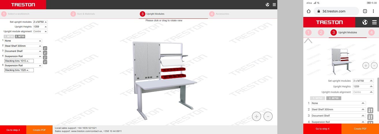 3d configurator Treston online design tool voor werkplekken
